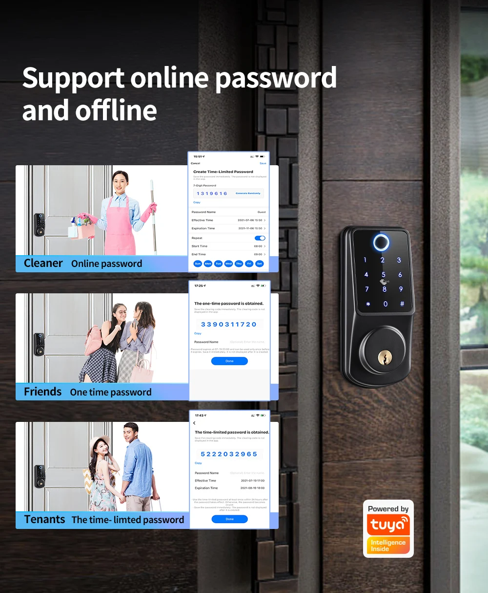 Smart Door Lock Tuya WiFi Fingerprint Biometric Digital Electronic Lock App Password Card Key Unlock Keyless Entry Home House