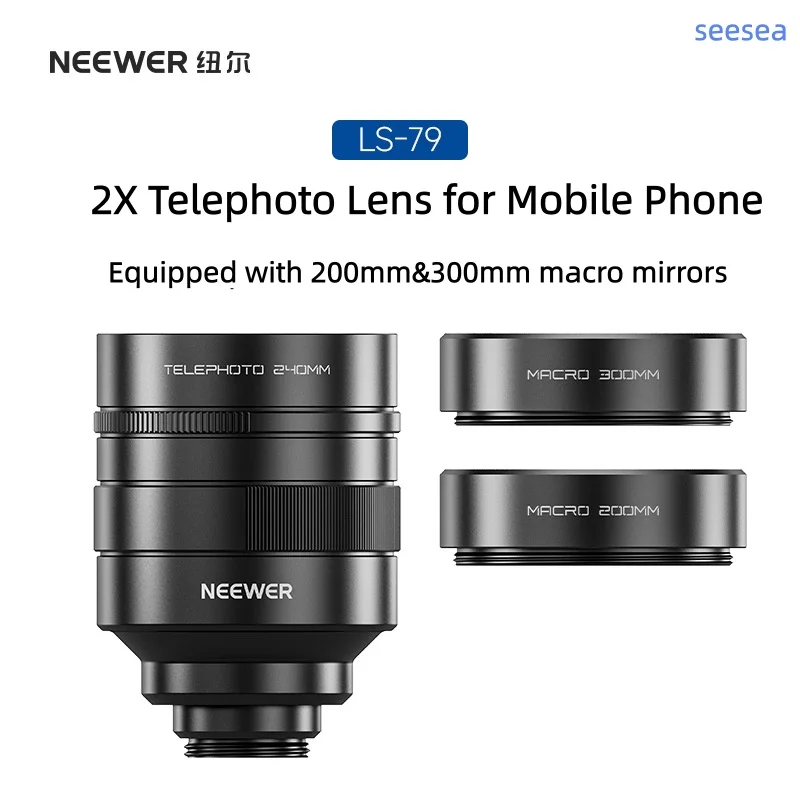 NEEWER 2X 컨버터(200mm 및 300mm 매크로 렌즈 포함) 휴대폰 카메라 망원 렌즈, 아이폰, 안드로이드, 삼성, 샤오미 호환