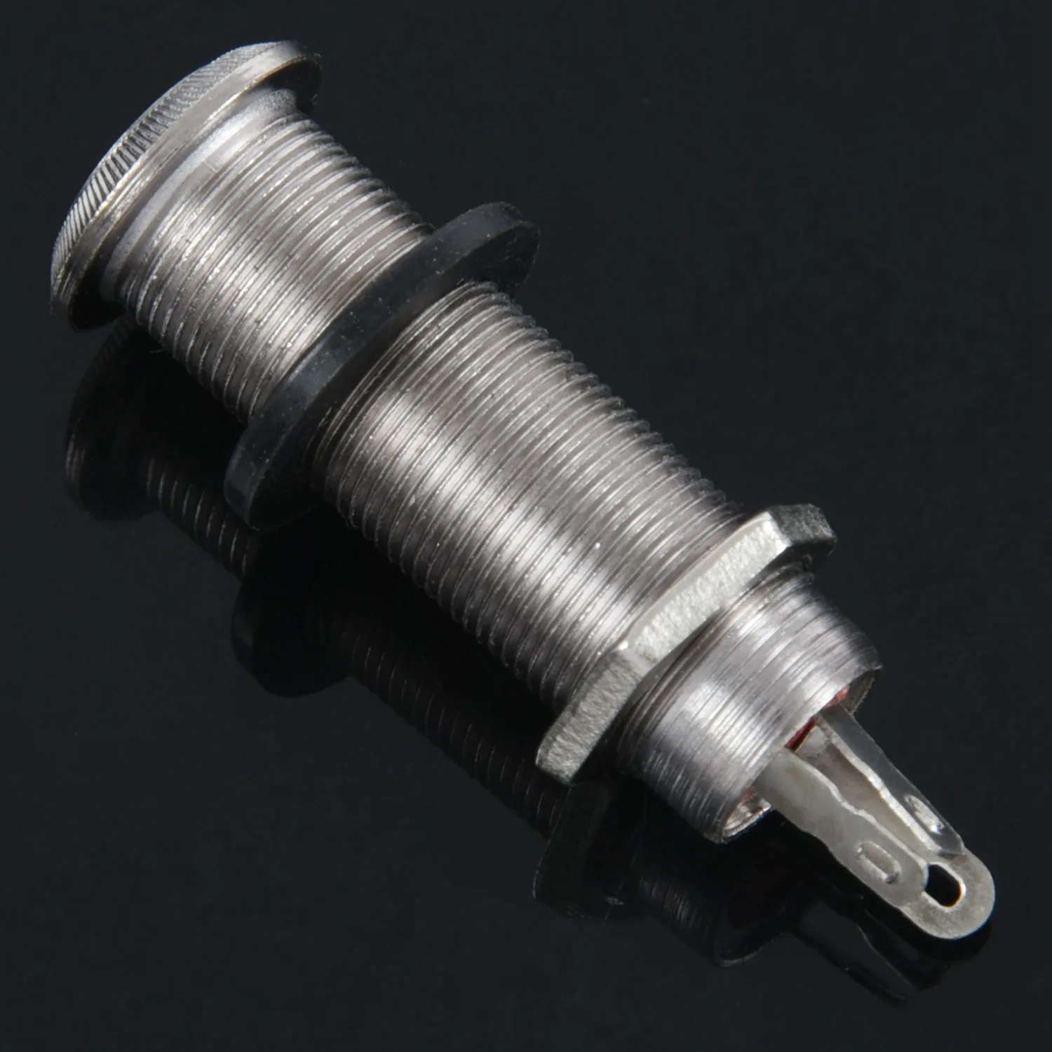 Разъем для электрогитары AT77, хромированный цилиндр с резьбой, выход, входной разъем, розетки 1/4 дюйма для электрогитары