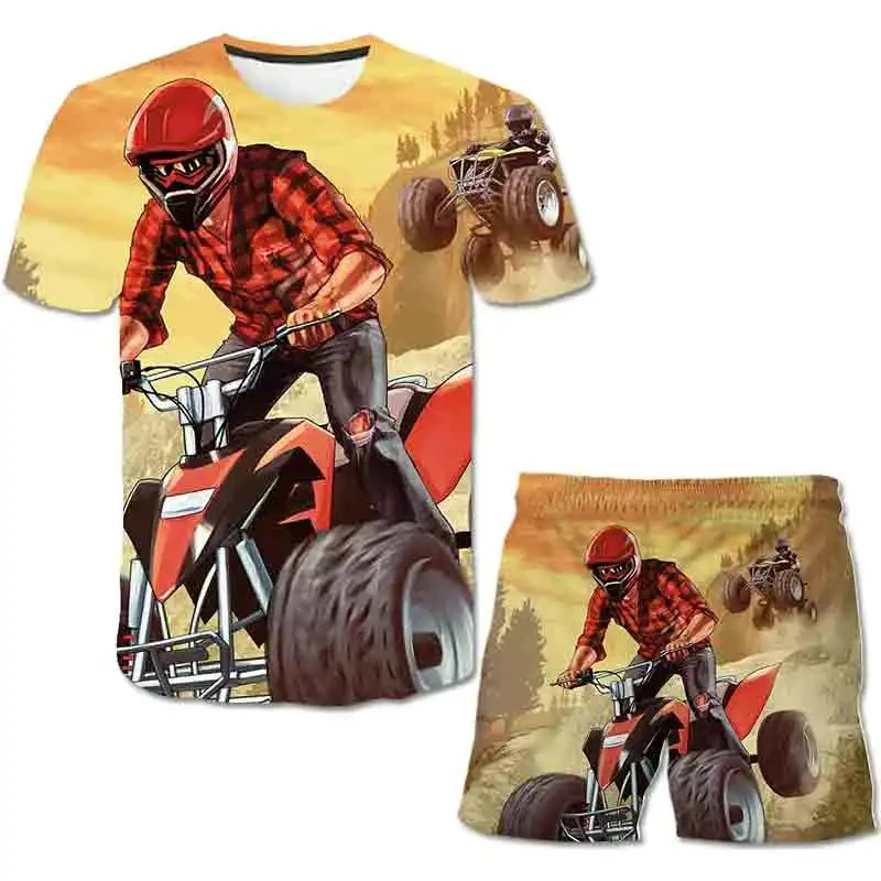 2024 New Games GTA Grand Theft Auto Vice City Men\'s Beach Shorts 2 Pcs Set 3D Print Sports Suit Summer T-shirt Shorts 2 Pcs Suit