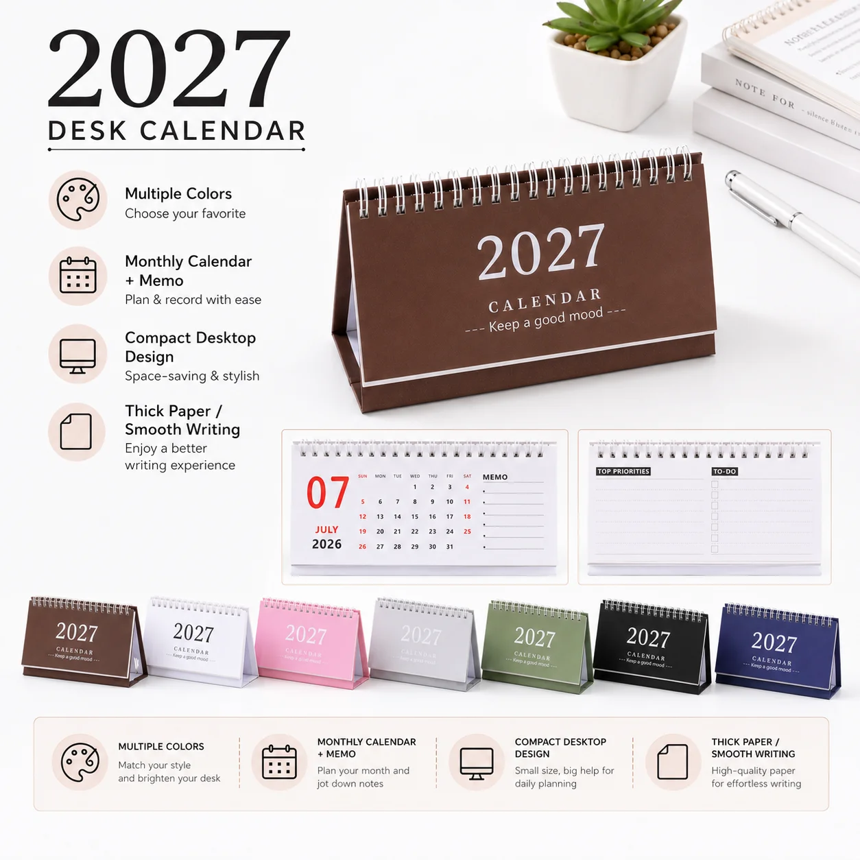 ปฏิทินตั้งโต๊ะสไตล์วินเทจยาว 2 - Home Office Work บทวิจารณ์และราคา
