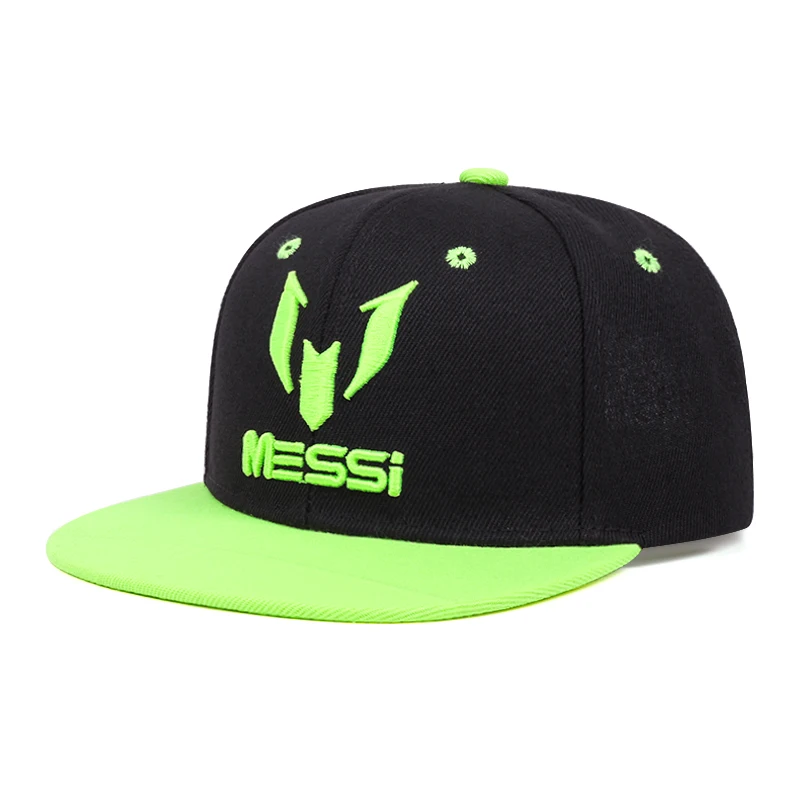 2024 New Fashion Boys\' Messi Messi Pattern Letter Embroidered Flat Brim Hat Outdoor Sunshade Baseball Hat