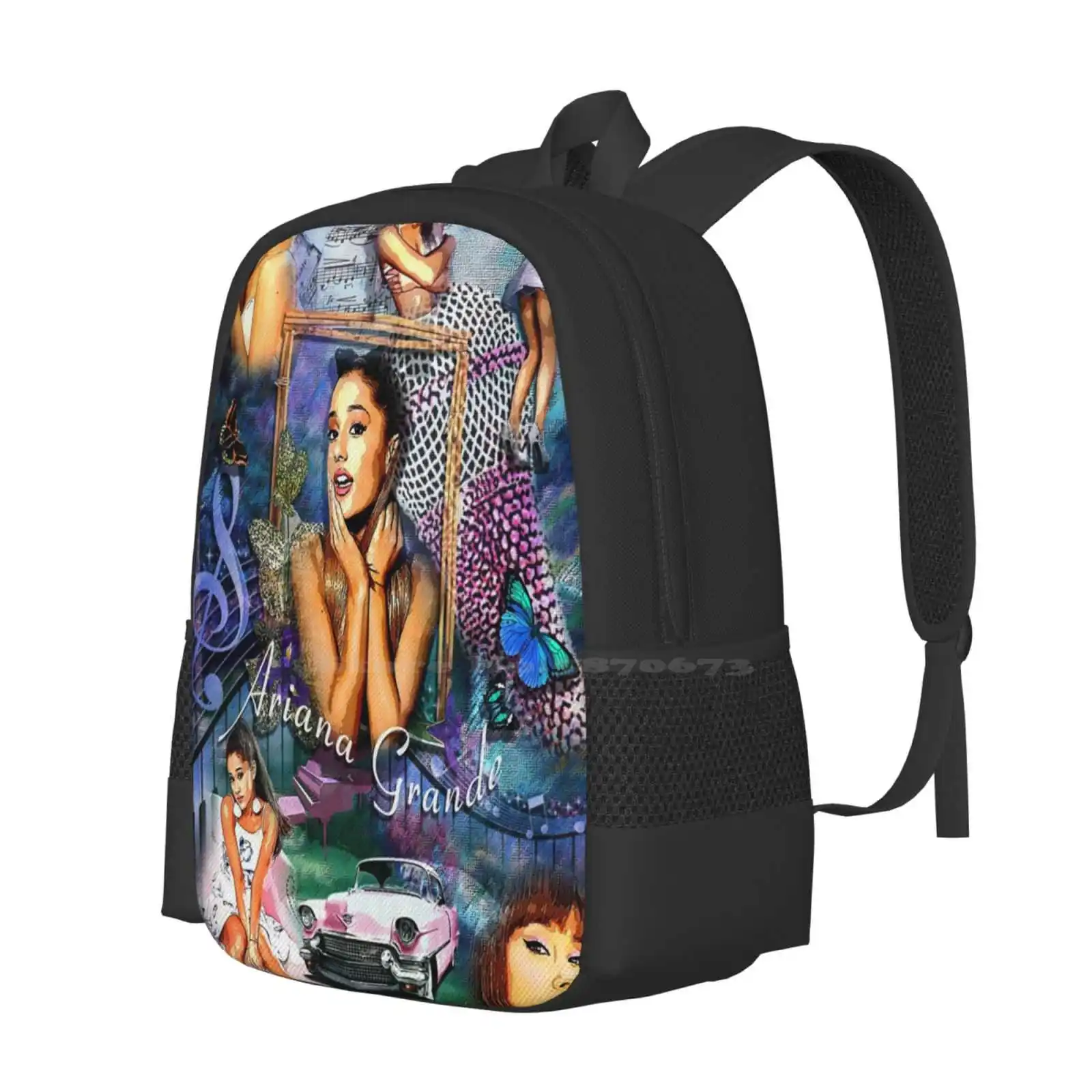 Bolsa con diseño de patrón de mochila para estudiantes universitarios adolescentes, póster de Arianna Grande