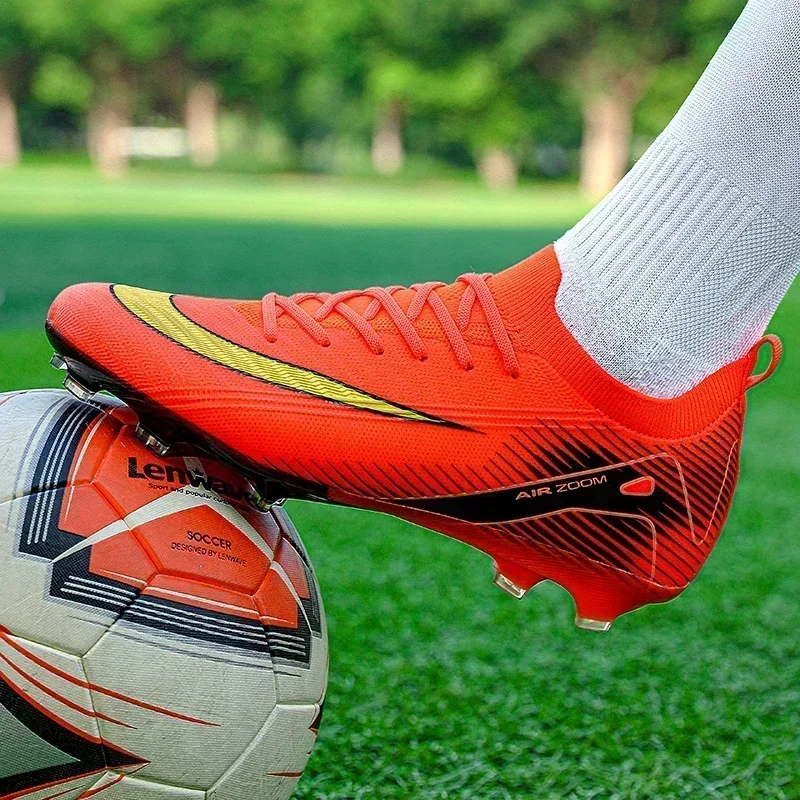 

New Men Football Boots FG Training Shoes Soccer Shoes Non-Slip Soccer Cleats Long Spikes Ultralight Outdoor Drop Shipping