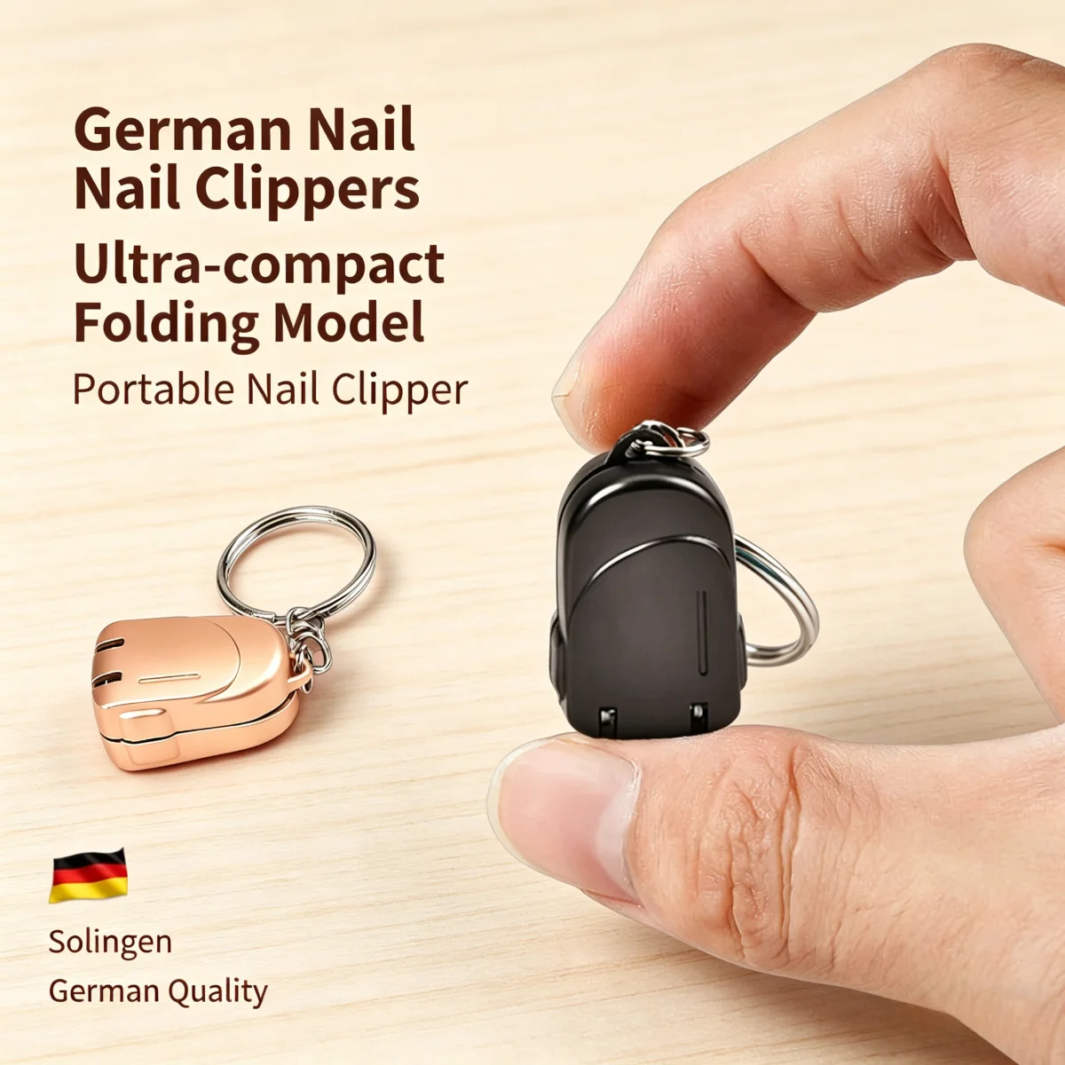 Mini-Nagelschere, tragbar, zusammenklappbar, aus Edelstahl, mit Schlüsselanhänger, ideal für Reisen, zum Schneiden von Fingernägeln und Zehennägeln, ultraskarfe Klinge, ein tolles Geschenk. – Detail 9