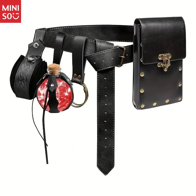 

Miniso Steampunk Phone Bag, Medieval Leather Pouch for Renaissance Cosplay Costume