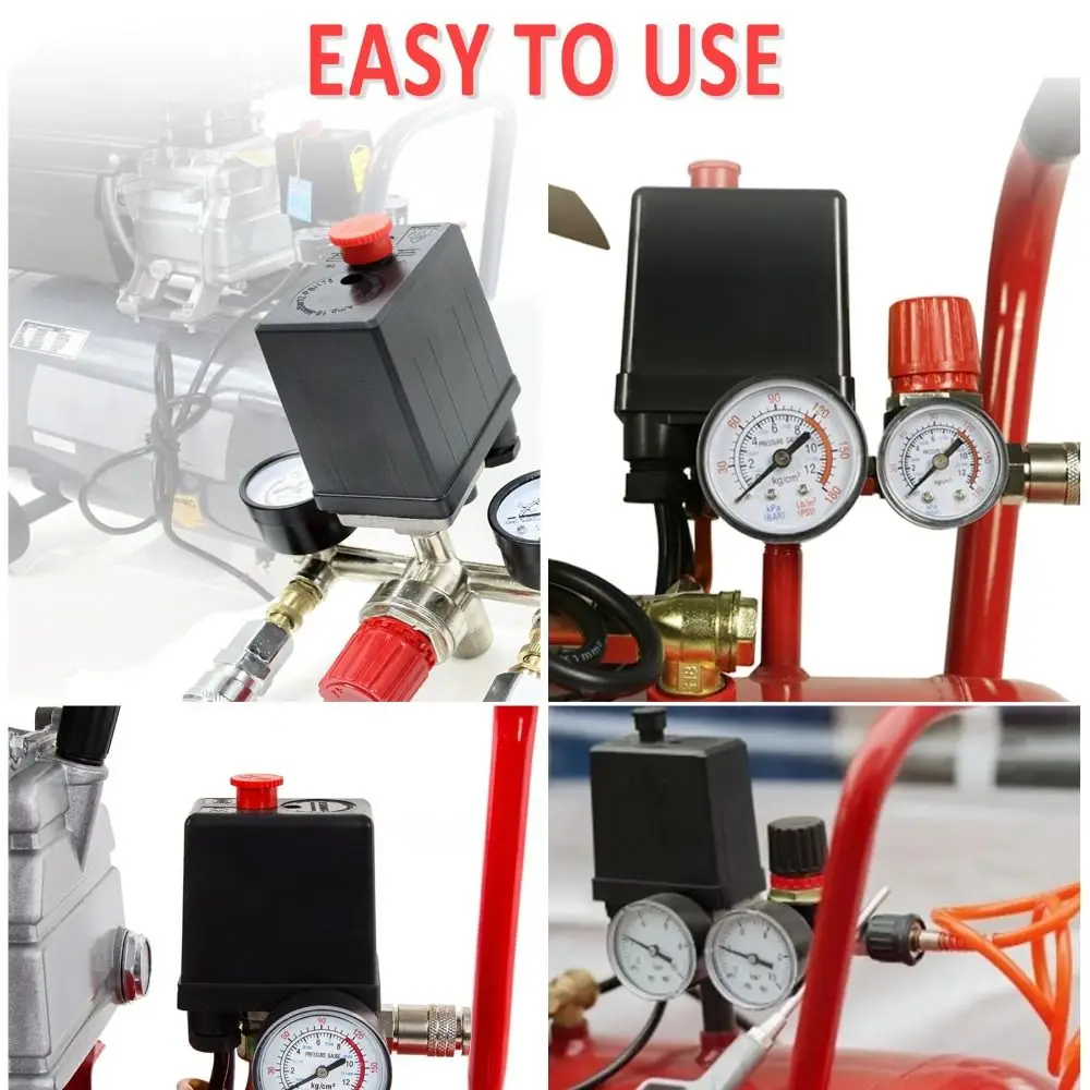 Accessories Adjustable Pressure Air Compressor 220V 4 Ports Control Valve 90-120PSI Pressure Switch Air Compressor Parts