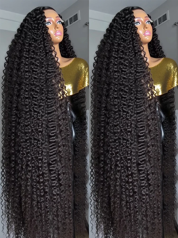 

300% Плотность 13x6 HD Глубокие волны Кружевные фронтальные парики 40 46 дюймов Волнистые вьющиеся парики Человеческие волосы 360 Полные парики фронта шнурка для женщин