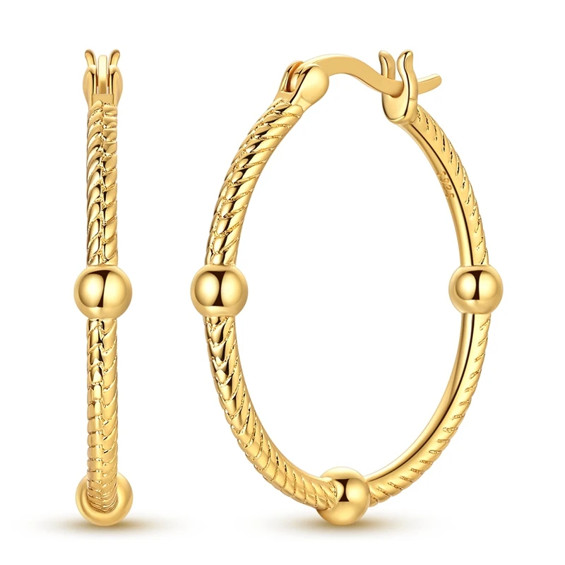 925 Sterling Silver Earrings Women Zirconium Gold Three-Ball Snake-Pattern Hoop Earring For Anniversary Wedding Jewelry Gifts