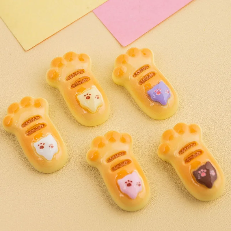 

100pcs Cartoon Cat's Paw Cookies FlatBack Resin Cabochon DIY Resin Craft Decoration Miniature Kawaii Fake Food Accessories