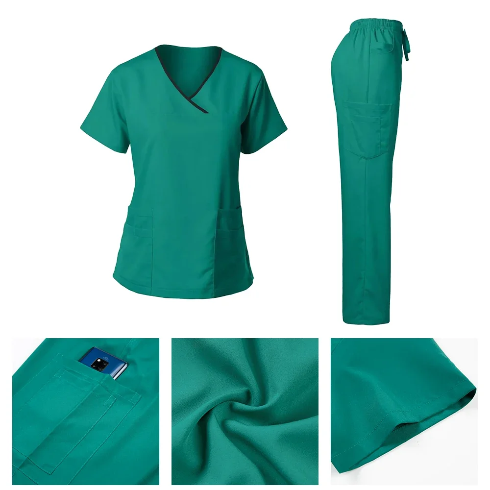 Uniformes quirúrgicos para mujer, conjunto exfoliante médico para enfermera, salón de belleza, ropa de trabajo, top, pantalones, Spa, médico, traje clínico de enfermería