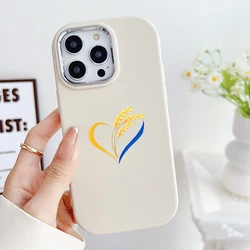 Electroplated camera frame TPU Soft Phone Case for iPhone 11 12 13 14 15 Pro Max Xs XR 6 7 8 SS161 Ukraine national emblem heart