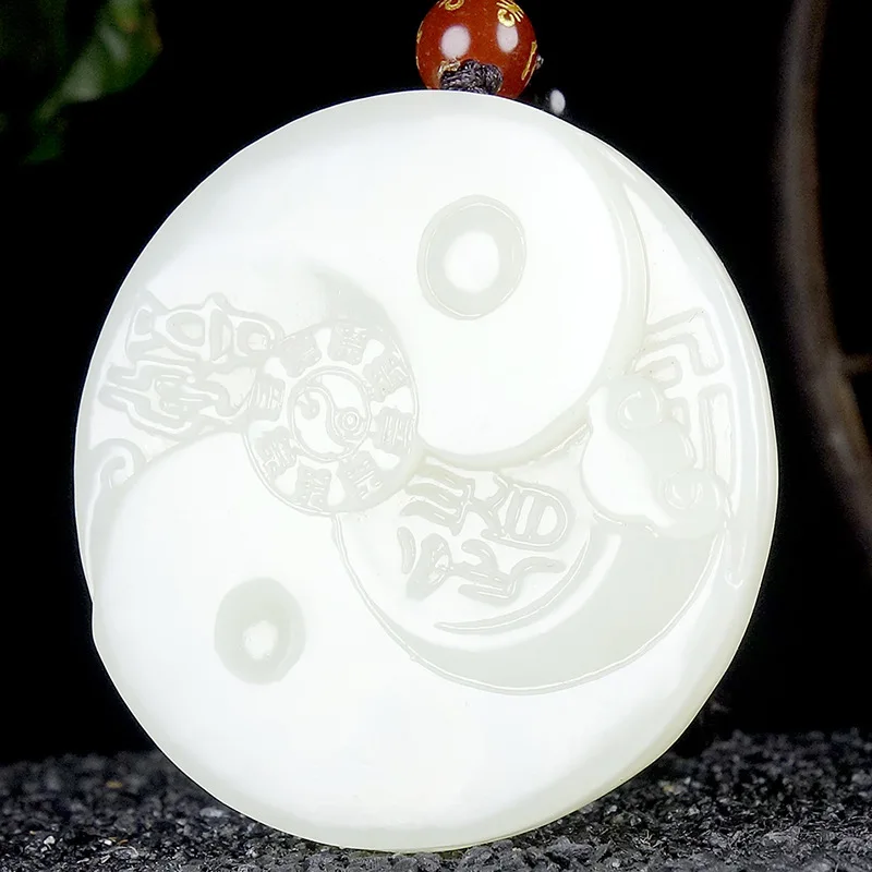 Tai Chi Pendant, Hotan Enlightenment Bagua Amulet Jade Ornament