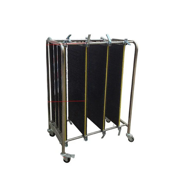 ZB-900J Mobile Anti-Static Turnover Car SMT Circuit Board Stainless Steel Trolley Adjustable Width Hand Cart With Swivel Casters