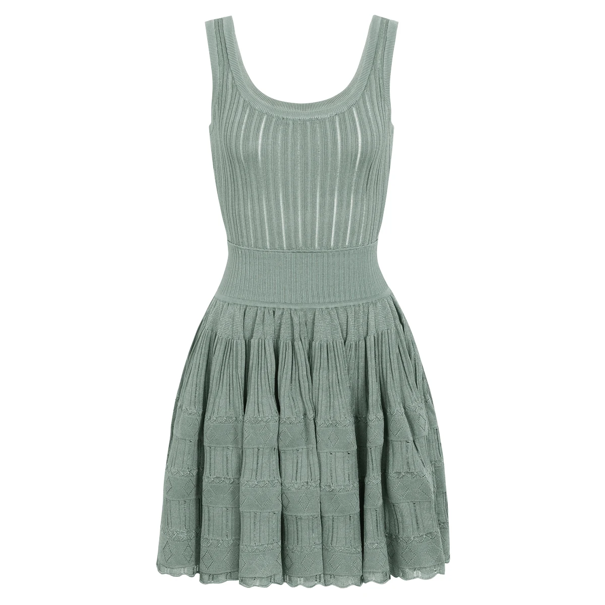 26227 High Quality Summer New Style Socialite Fashion Knitted Dark Pattern Sleeveless Tank Top Women's Casual Dress