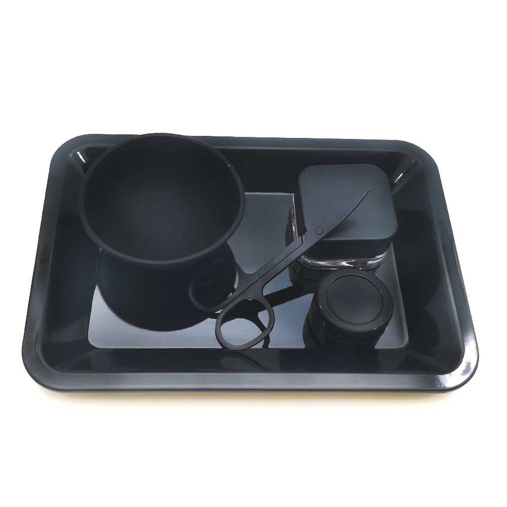 1Set Smoking Accessories With Silicone Bowl Glass Jars Storage Case Scissors Smoke Kitchen Metal Tray