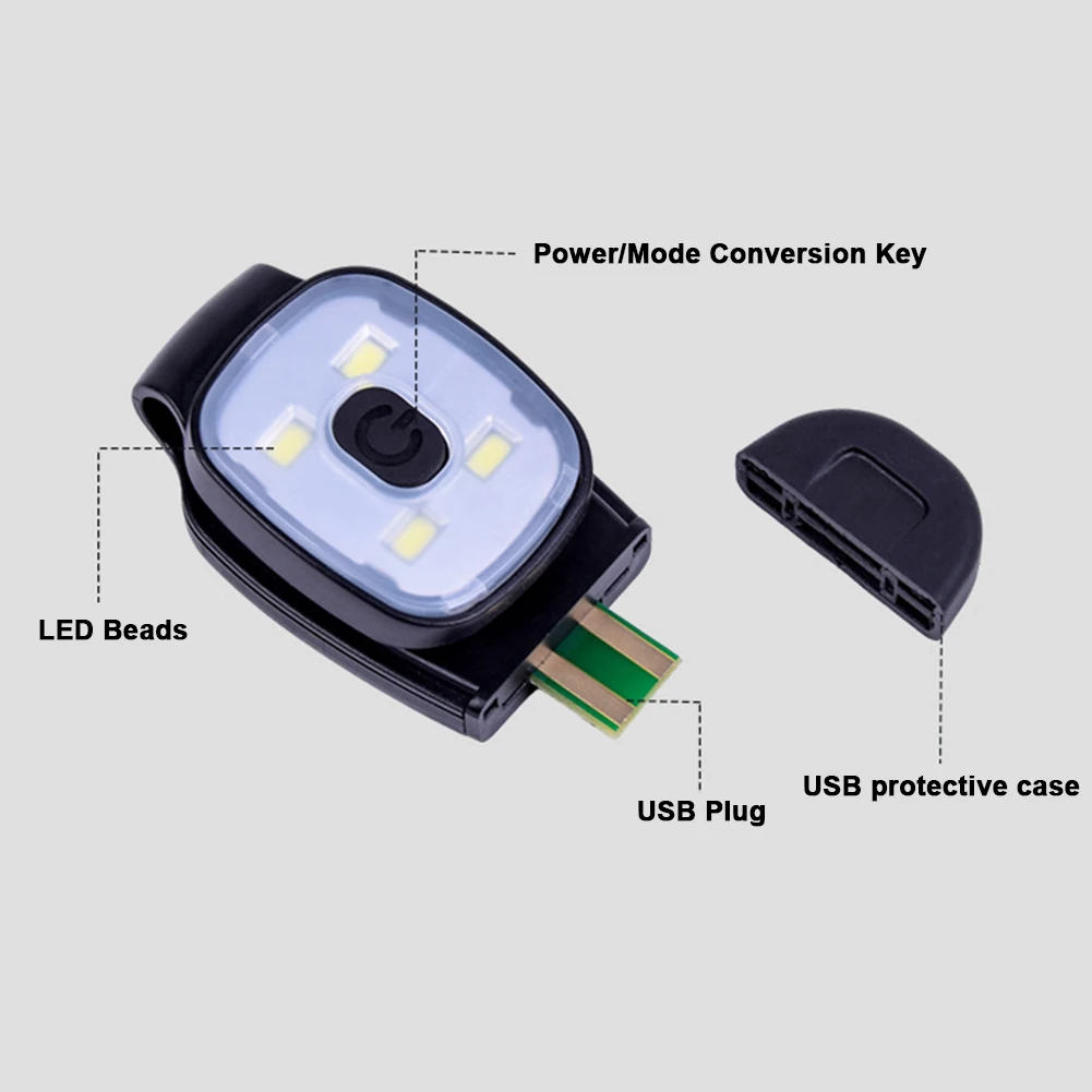 LED Clip Flashlight USB Charging LED Running Lights Multifunction Lightweight Warning Lights for Night Walking Fishing