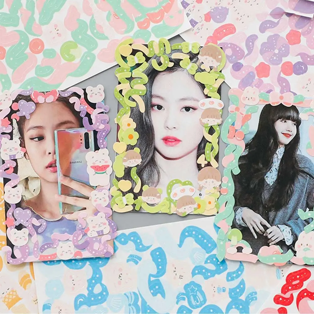 Sticker Glitter Laser Ribbon Photo Idol Card Hand Account Decoration Decorative Stickers Ribbon Stickers Set Stickey Stationery