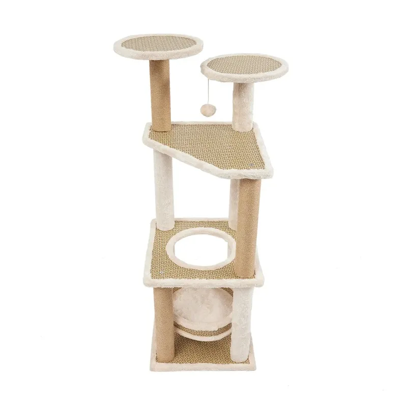 

Luxury Solid Wood Multi-Level Cat Tower Premium Pet Condos Large Christmas Toy Sisal Scratching Post Climbing Frame Comes Carton