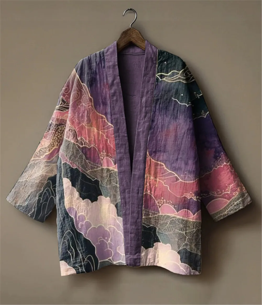 

Summer Japanese Style Anime Print Cosplay Haori Yukata Top Traditional Samurai Loose Kimono Cardigan for Men Women