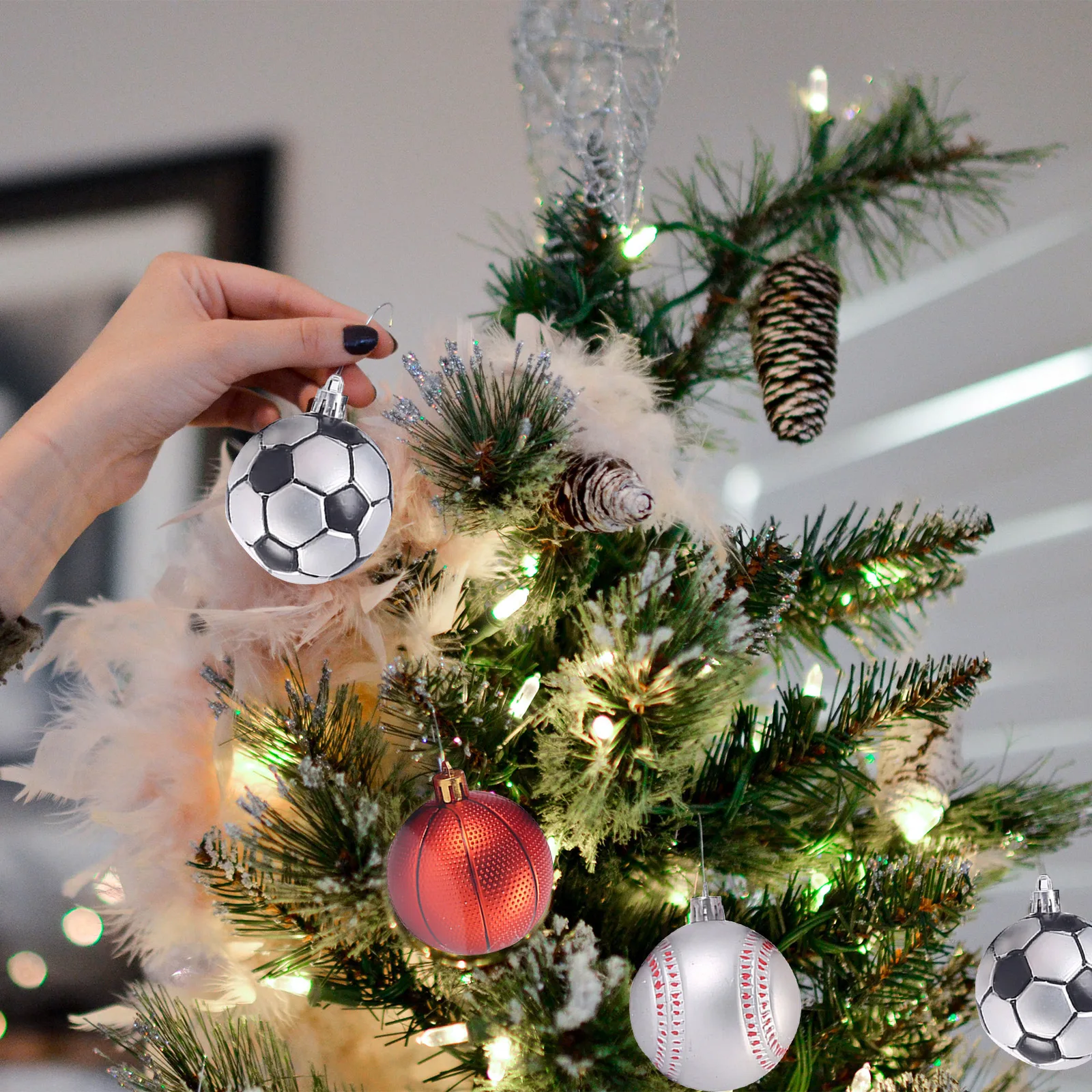 Christmas Decoration Pendant Xmas Tree Hang Rugby Home Fashion Ornaments 6cm Baubles Wedding Party Christmas Balls