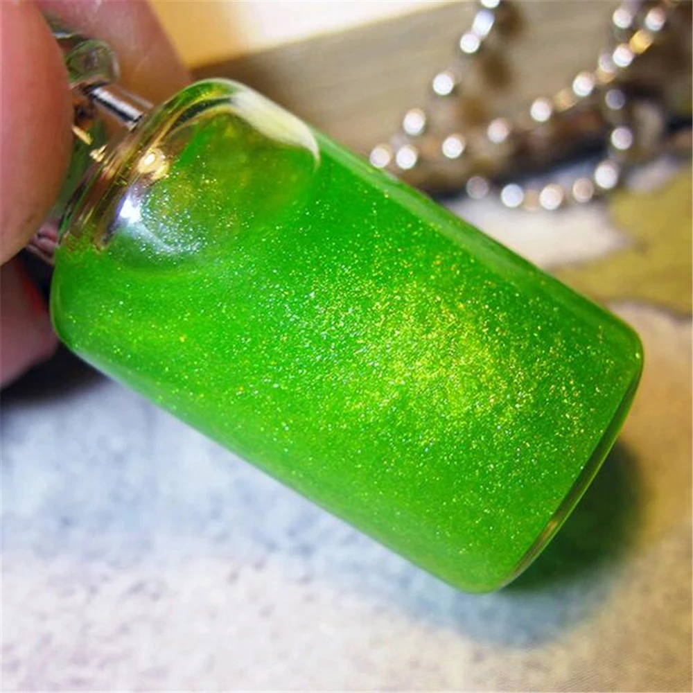 Luck Glass Bottle Necklace Charm Bottled Luck Cork Vial Pendant Shamrock Good Luck Clover St Patrick's