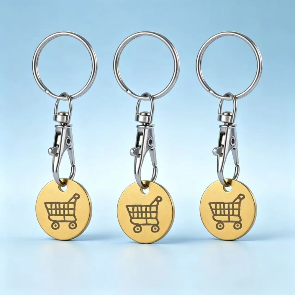 Supermarkt-Einkaufswagenchip-Schlüsselanhänger aus Edelstahl – Universeller, tragbarer Schlüsselring mit Einkaufswagenchip – Exquisites Geschenk – Detail 5