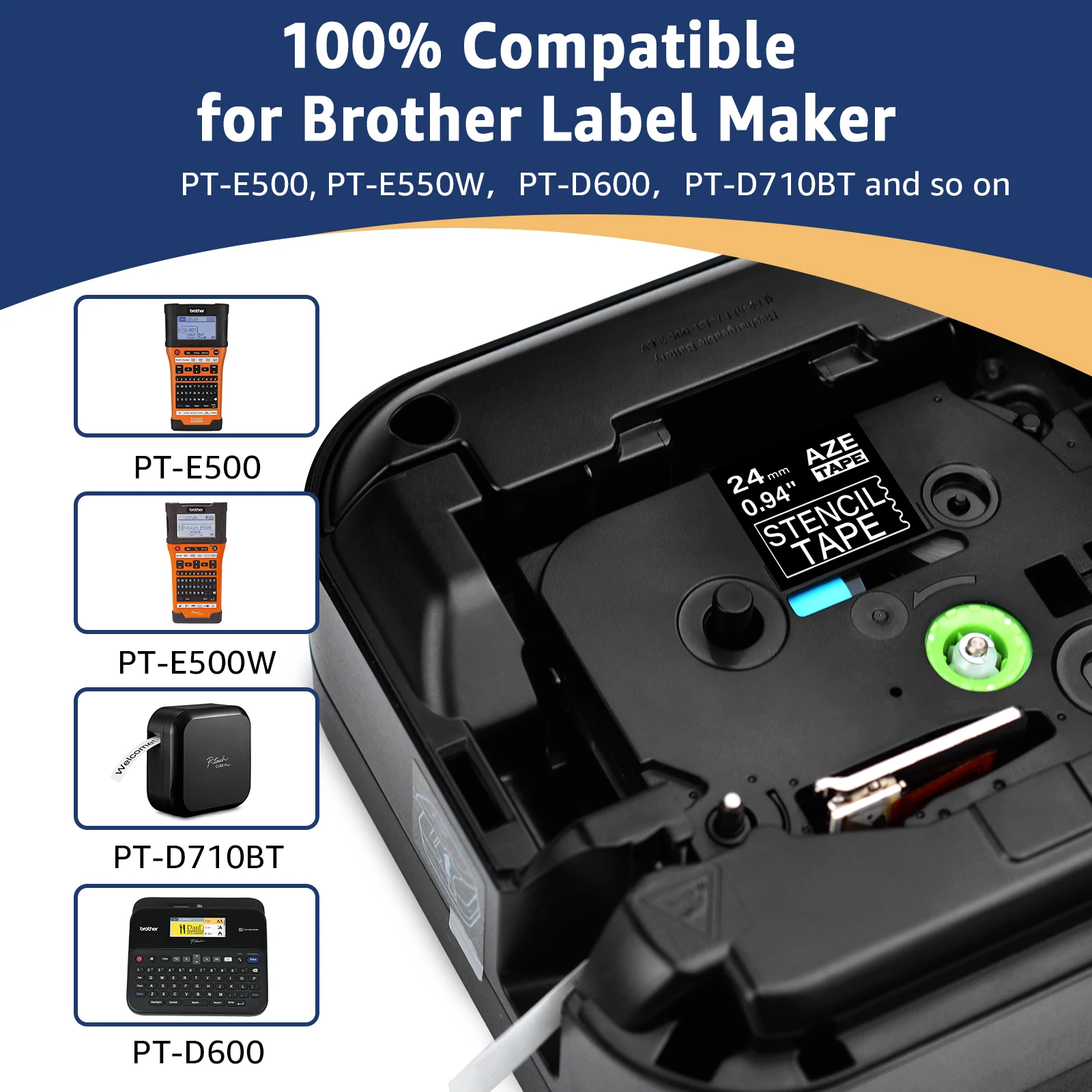 5/10 قطعة 18/24/36 مللي متر شريط استنسل النقش غير لاصق STE-141 STE-151 STE-161 متوافق مع صانع Brother P-touch