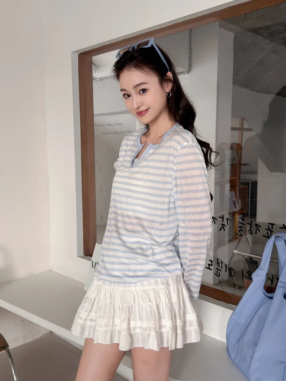 

Women's sweater crew neck long sleeve America Independence Day letter fashion all-match sweater