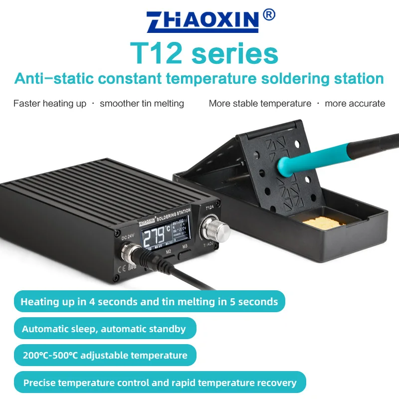 ZHAOXIN T12 Soldering Station 74W Quick Heating LCD Digital Display Electric Welding Iron Temperature Adjustable With Tip