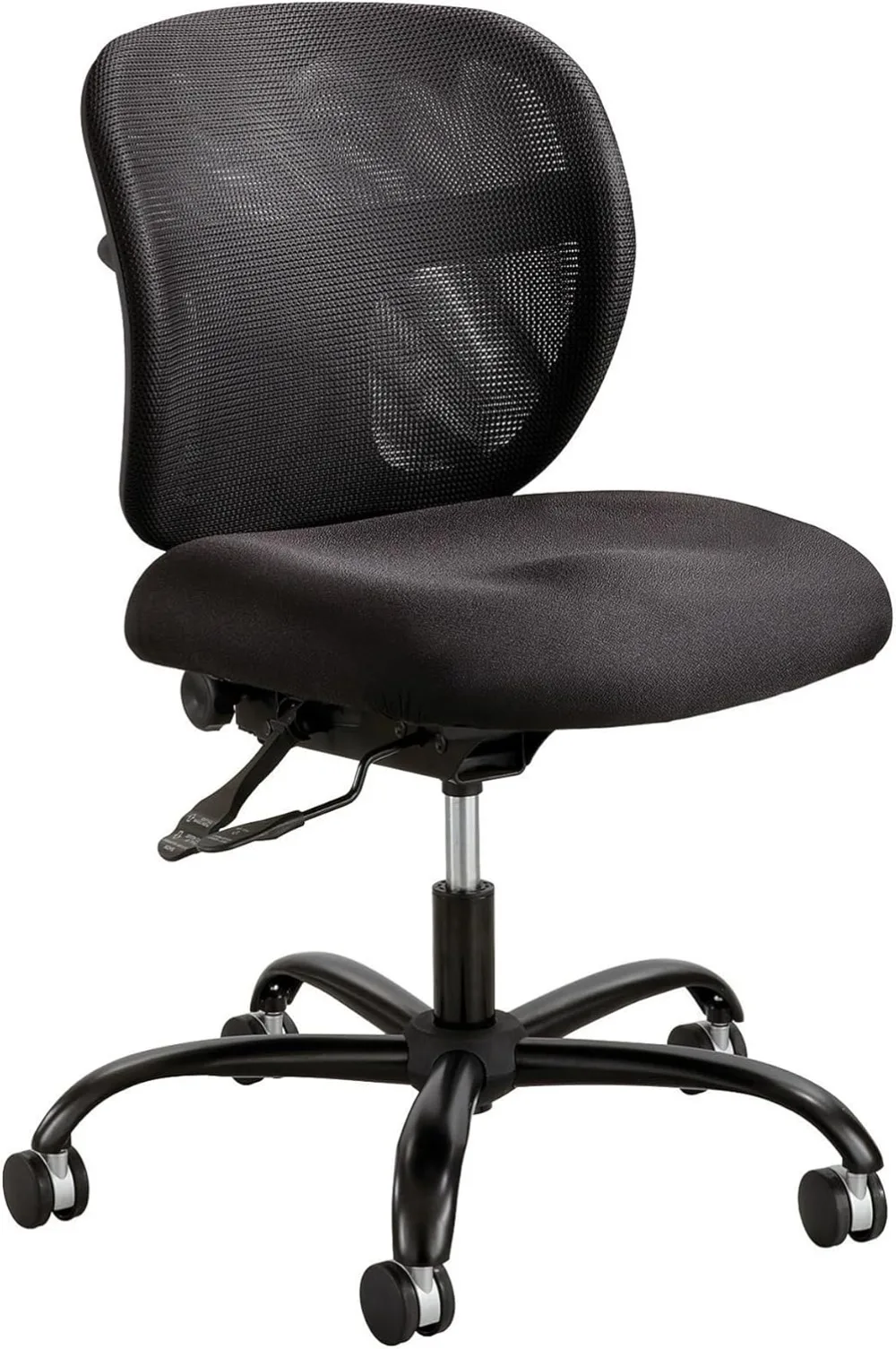 Safco Vue Intensive-Use Big and Tall Rolling Swivel Task Chair - 500lbs Capacity, Ergonomic Mesh Back, Caster Wheels - Black