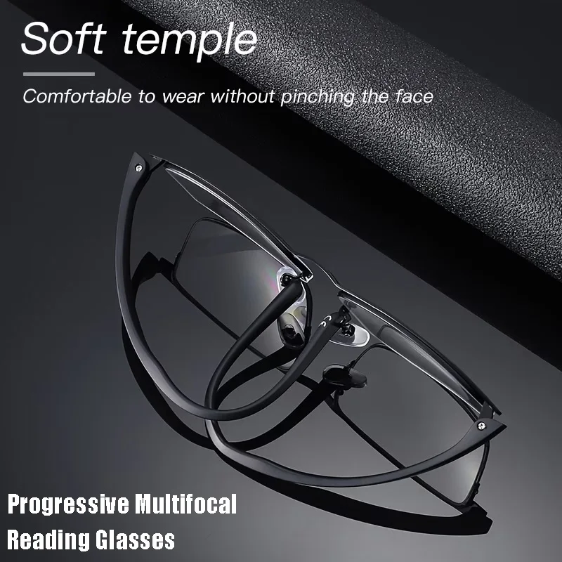 Ultra-flexible Temple Progressive Multifokal-Lesebrille, Anti-Blaulicht-Computer-Lesebrille für Männer und Frauen, Multifokus-Brille