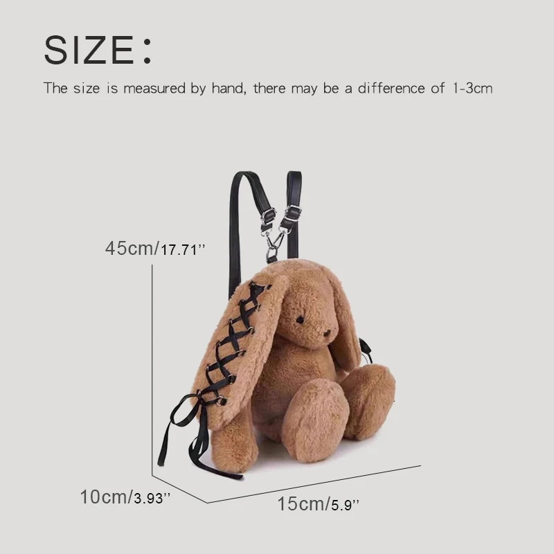 MEDIOW Faux Fur Cartoon Rabbit Backpacks For Women Luxury Designer Handbags And Purses 2024 New In Scarf Plush Doll Shoulder Bag