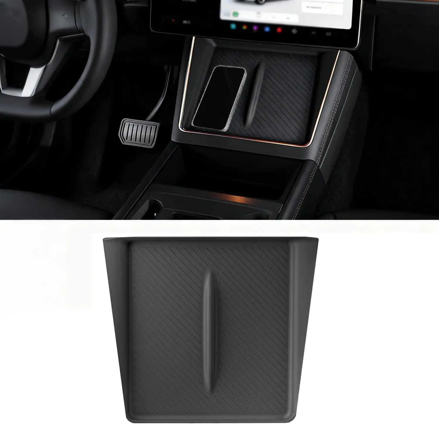 New Durable Anti Slip Silicone Wireless Charging Pad Mat For Tesla Model Y Juniper 2025 2026 Center Console Car Accessories