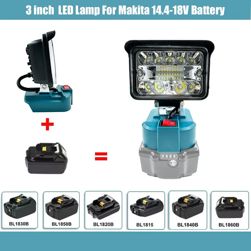 For Makita 14.4-18V Battery 3 inch Outdoor Work Light LED Lamp Emergency Flashlight Camping fishing Lights Jobsite Lighting