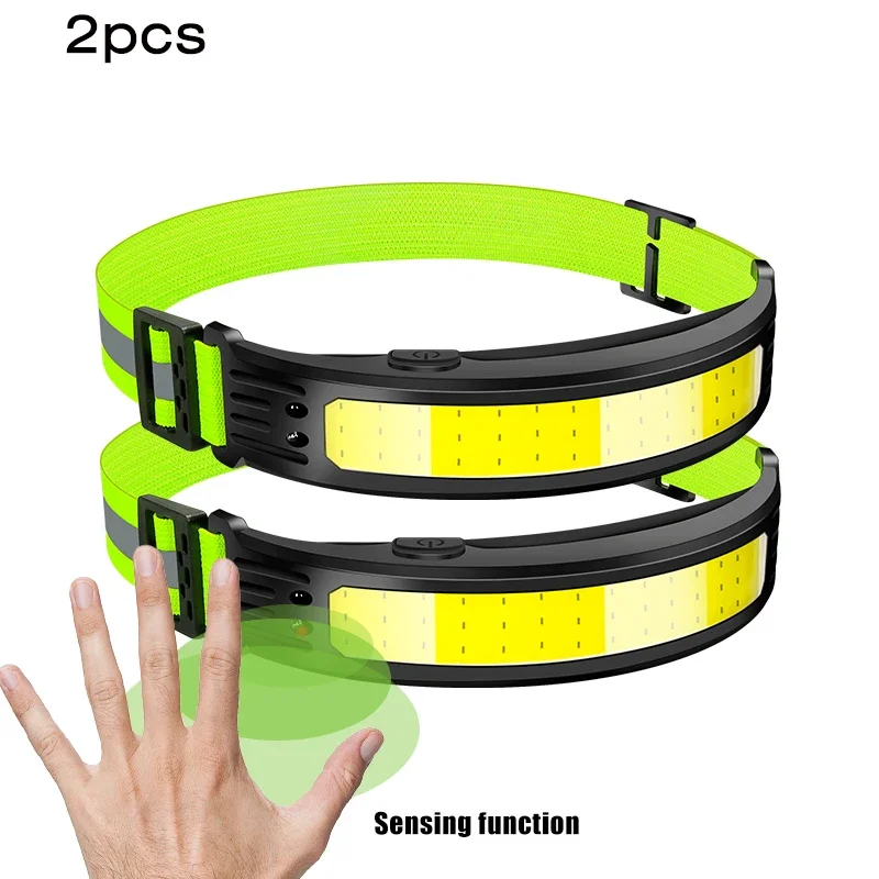 Cob Kraal Koplamp Ingebouwde Batterij Camping Vissen Krachtige Golf Sensor Usb Oplaadbare Led Koplamp Waterdichte Zaklamp Lantaarn