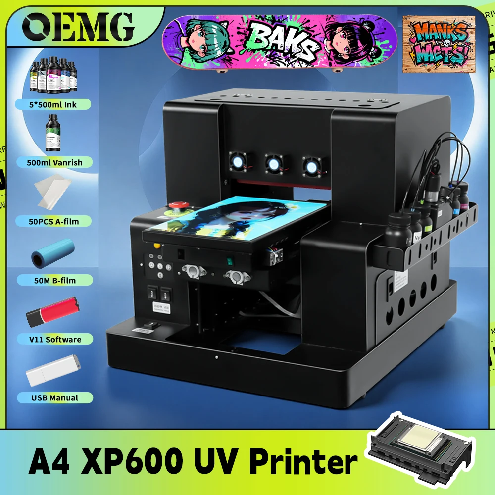 

OEMG A3 A4 UV Printer For EPSON XP600 UV Printer Metal Glass Alcrylic UV Printing Machine with laminator For Phone Case Printing