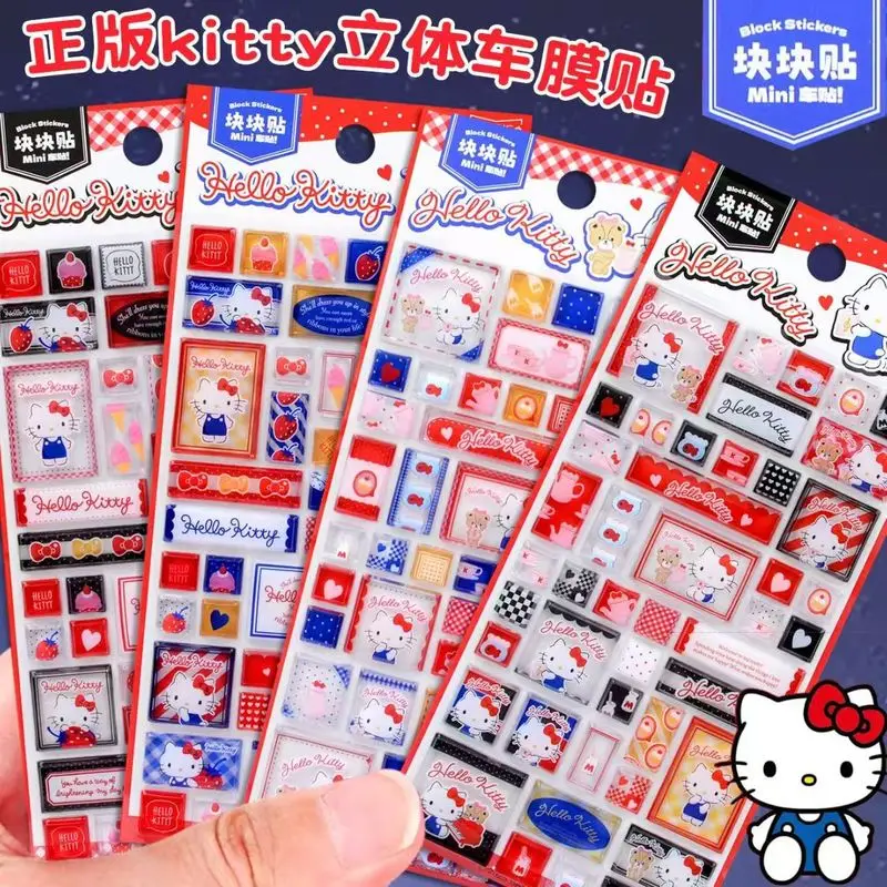 

12/24 шт. милые 3D-наклейки Hello Kitty с кристаллическим рельефом, милые мультяшные наклейки для декора телефонов, ноутбуков, бутылок, игрушки