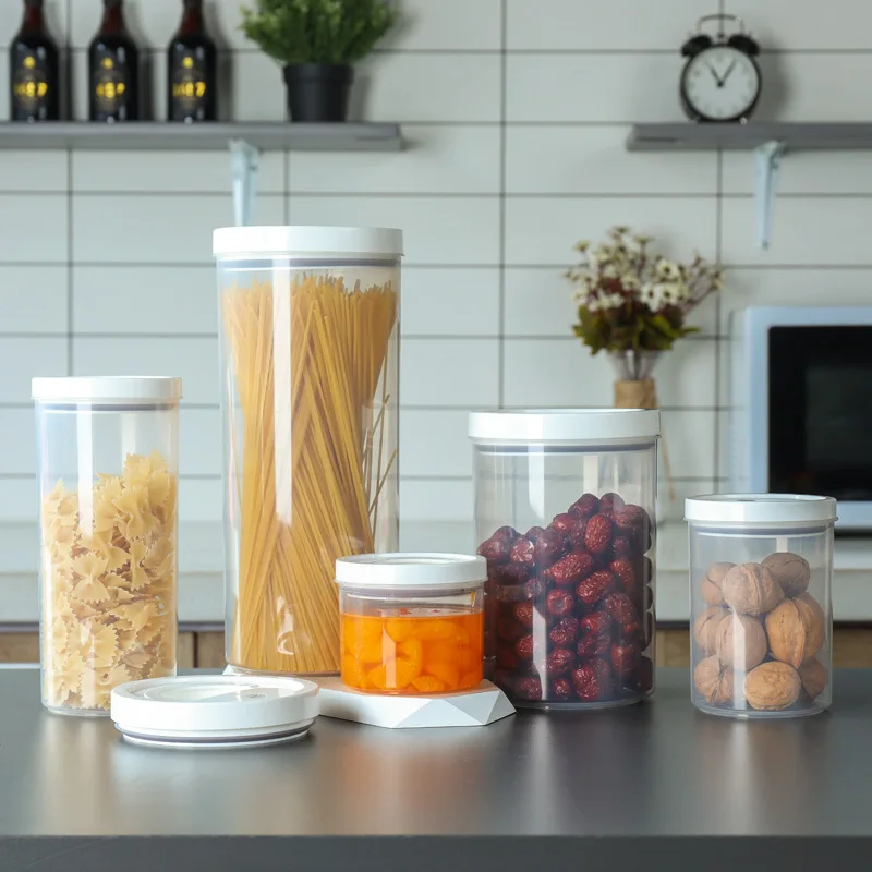 

LMM plastic household kitchen storage bucket crisper dry goods miscellaneous grains transparent storage tank large