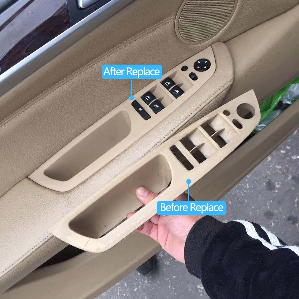 5 Colors LHD RHD Upgraded Interior Door Armrest Window Switch Panel Cover Trim Replacement For BMW X5 X6 E70 E71 E72 2007-2014