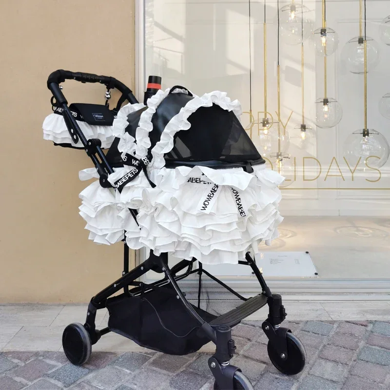 High-end pet cart White Swan portable foldable pet cart dogs and cats go out with small.
