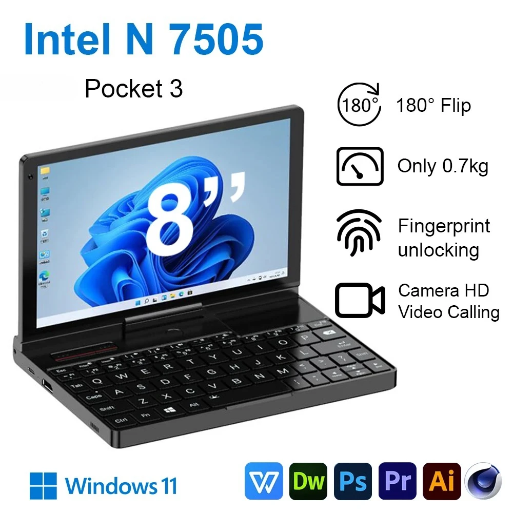 Pocket 3 Mini Handheld Business Laptop, 8