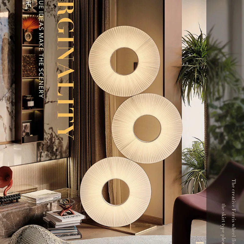 Retro Ring Fabric Pendant Lights Living Room Artistic Atmosphere LED Chandeliers Homestay Bedroom Exhibition Hall Teahouse Decor