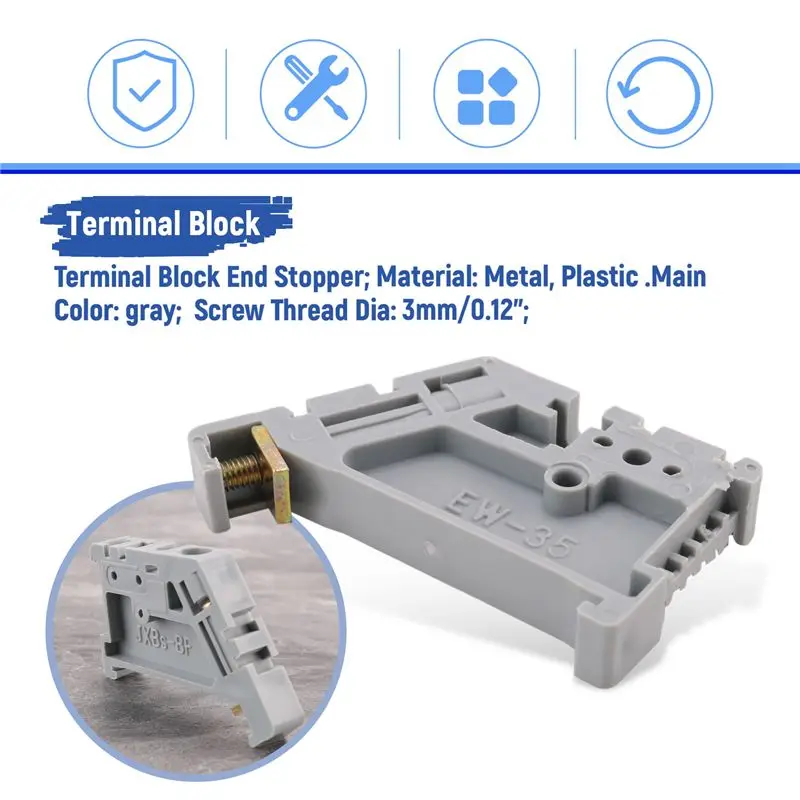 ABRW-50Pcs 35Mm DIN Rail Terminal Block End Stopper Mounting Clips