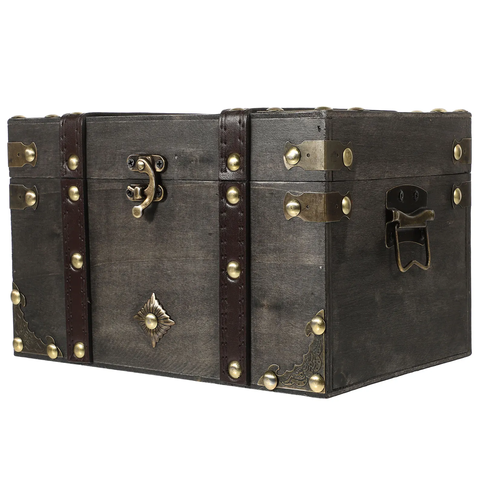 Wooden Pirate Treasure Chest Multi-functional Wooden Storage Box Decorative Wood Box With Lock Saving Pirate Organizer Decorativ