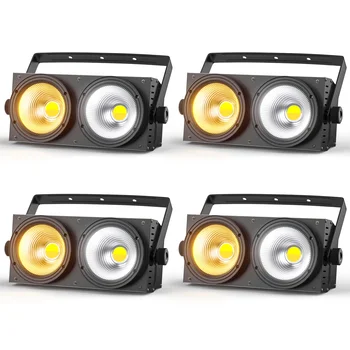 U'King 4PCS 200W COB Par Light 2x100W Blinder Lighting 2 olhos LED 2IN1 COB Cool Warm White Lighting Party Bar DMX Iluminação de palco