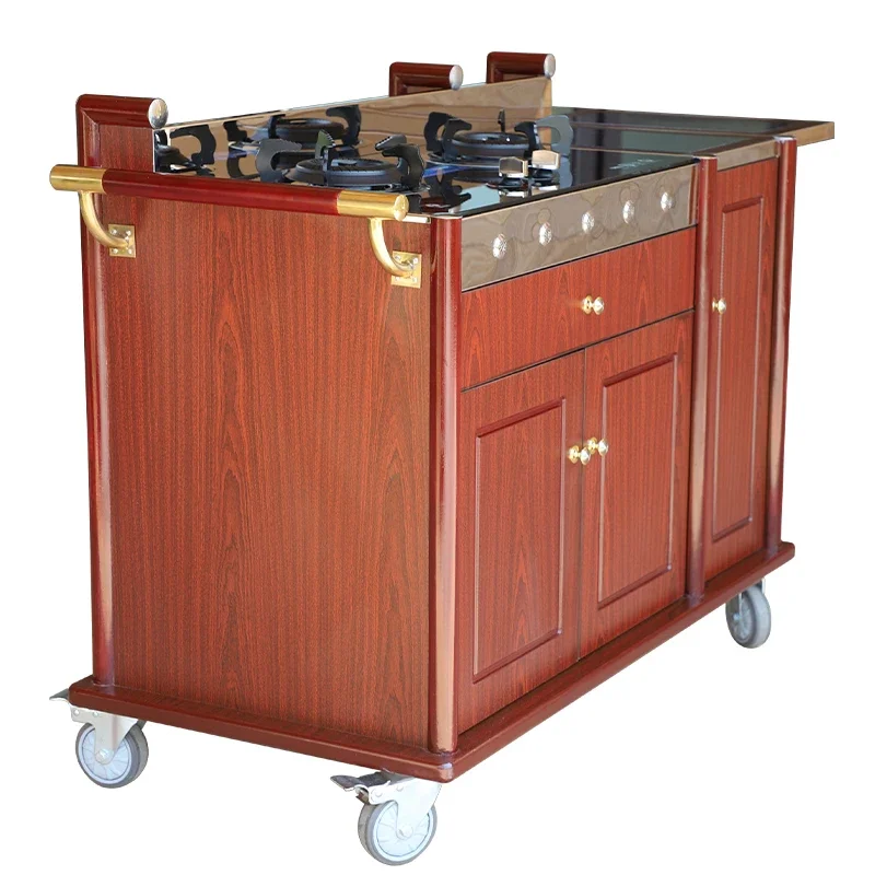 Double-head cooking truck, street stall, snack trolley, mobile insulation table, commercial three-layer stainless steel flow mul