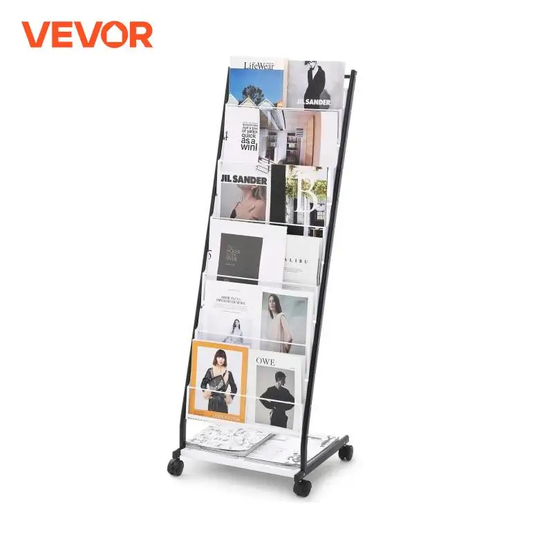 VEVOR Brochure Display Rack 4/6-Tier Magazine Literature Display Stand Floor Standing Magazine Rack Newspaper Catalog Holders