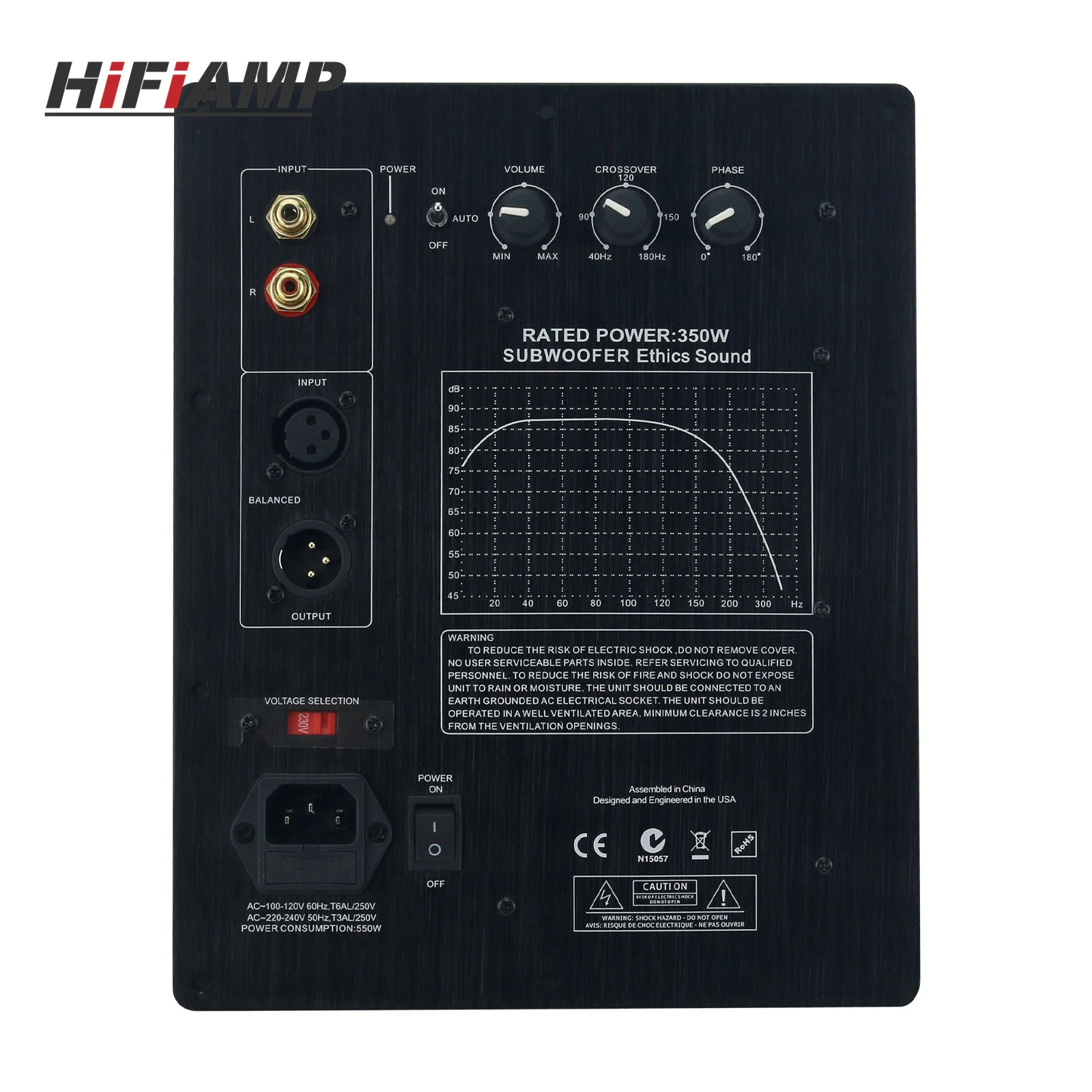 HiFiAMP Digital Active Subwoofer Amplifier Board Plate Amplifier Ethics Sound 350W For Closed & Phase-Inverted Subwoofers