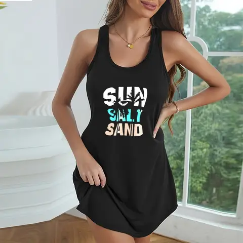 여성 잠옷 알파벳 인쇄 Strapless 편안한 피부 친화적 인 홀터넥 섹시한 Hottie Dress Homewear